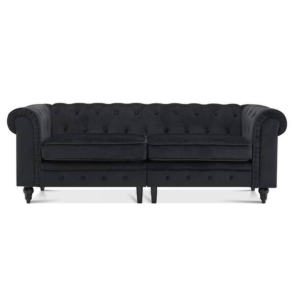 Ivinta Small Office Sofa, Velvet Tufting Chesterfield Sofa, Mid Century