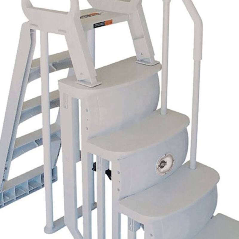 Main Access 48-54 Inch Adjustable Above Ground Swimming Pool Smart Step and Ladder Entry System with Handrails, Taupe - 86