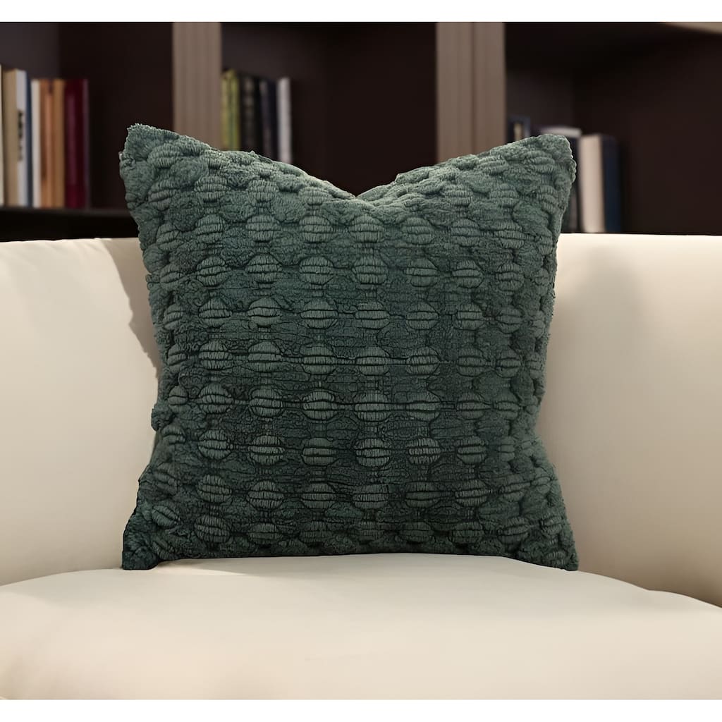 HomeRoots 20" Green Cotton Throw Pillow With Texture