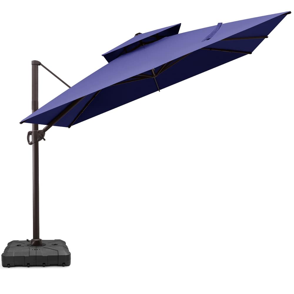 VredHom 11x11 FT Aluminum Outdoor Patio Double Top Cantilever Umbrella with Wheel Base