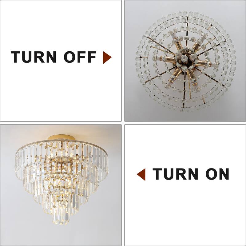 Crystal Chandeliers, 5-Tier Round Semi Flush Mount Chandelier Light Fixture,Large Contemporary Luxury Ceiling Lighting