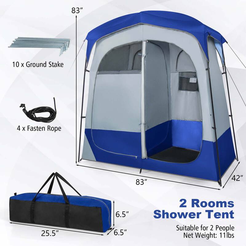 Double Room Shower Tent Oversize Space Privacy Tent with Floor