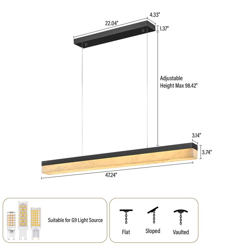 KAYLA Alabaster Pendant Light 1200 - 1800 Matte Black/Gold