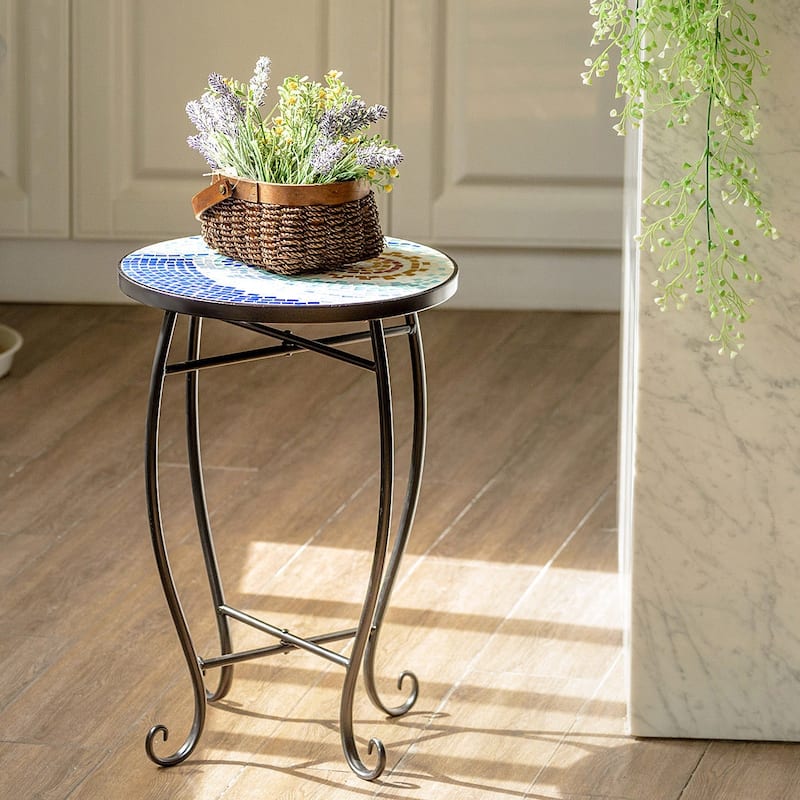 Costway Outdoor Indoor Accent Table Plant Stand Scheme Garden Steel