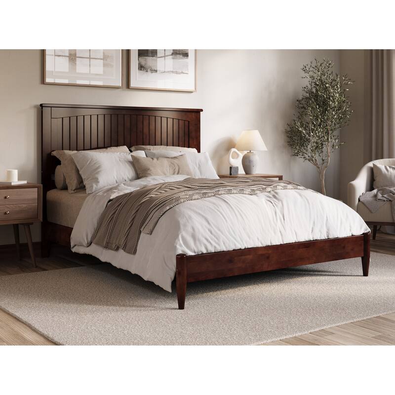 Naples Solid Wood Low Profile Platform Bed - Walnut - Queen