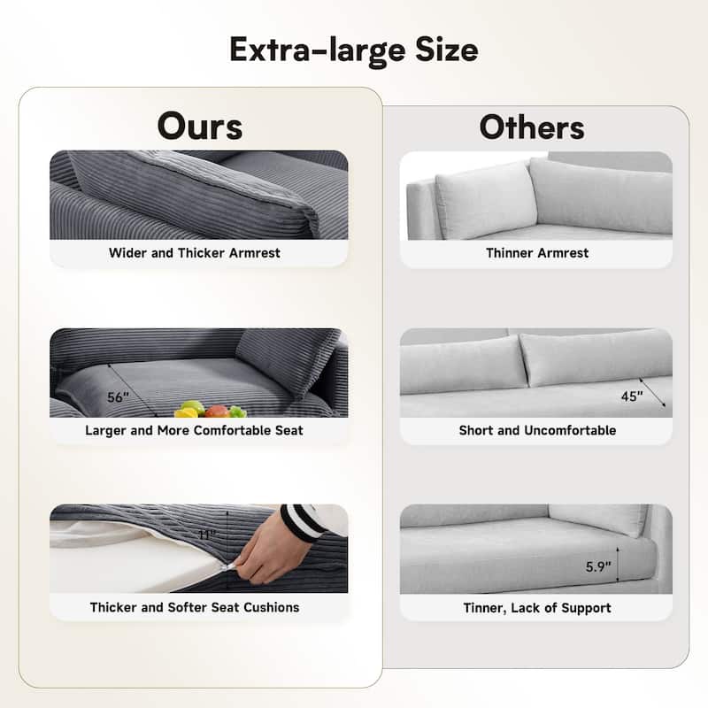 Corduroy Single Sofa Chair, including a Removable Ottoman
