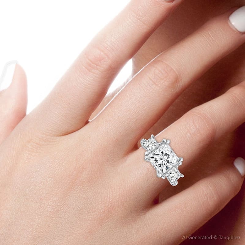 Certified 5.10Ct Princess Cut Diamond Engagement Ring White Gold Lab Grown