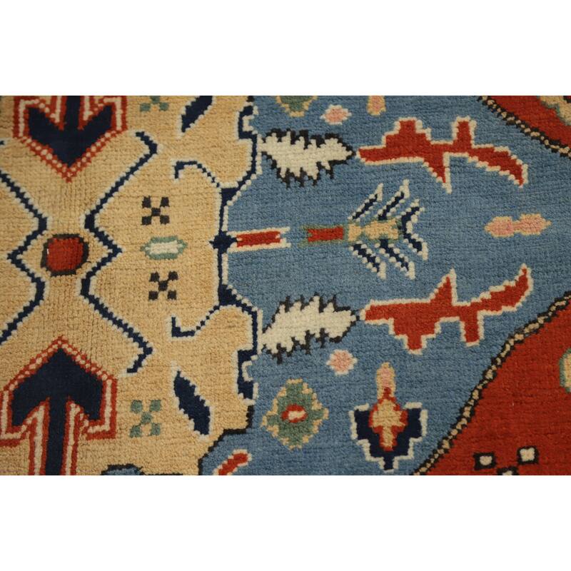 Hand Knotted Oriental 100% Wool Carpet Traditional Medallion Oranges & Rust Heriz (serapi) Area Rug - 8' 10'' X 6' 0''
