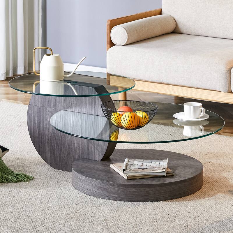 Modern and Practical Double-layer Round Coffee Table Sofa Side Table