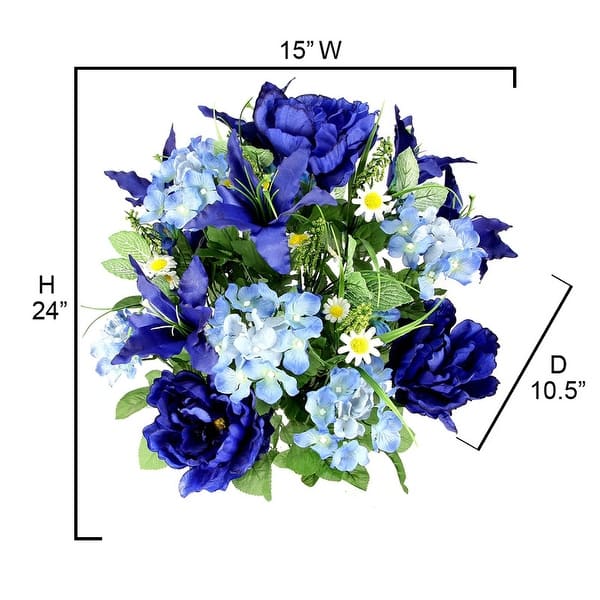 dimension image slide 1 of 4, 24-stem Faux Tiger Lily and Peony Mixed Bouquet