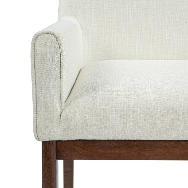 Christopher Knight Home - Elara Modern Upholstered Dining Arm Chair with Rubberwood Legs - Fabric Padded Seat