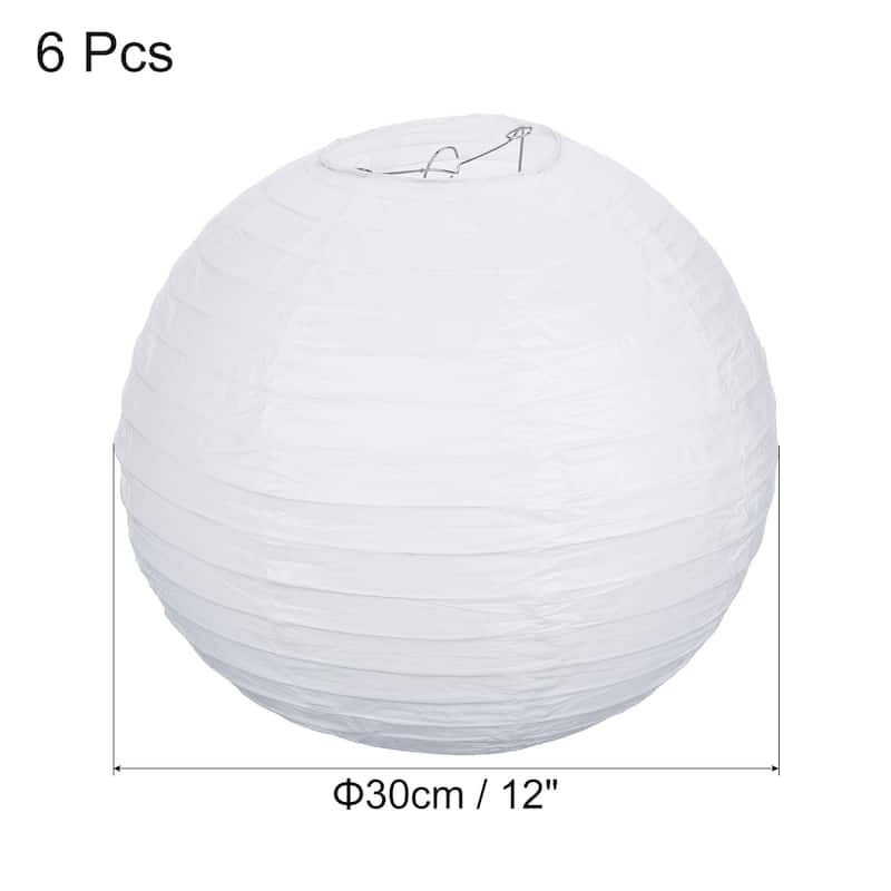 6pcs 12 Inch Folding Hanging Paper Lanterns for Wedding Home Party - White