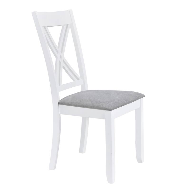 White Rustic 5-Piece Wooden Dining Table Set with Rectangular Table & 4 Chairs