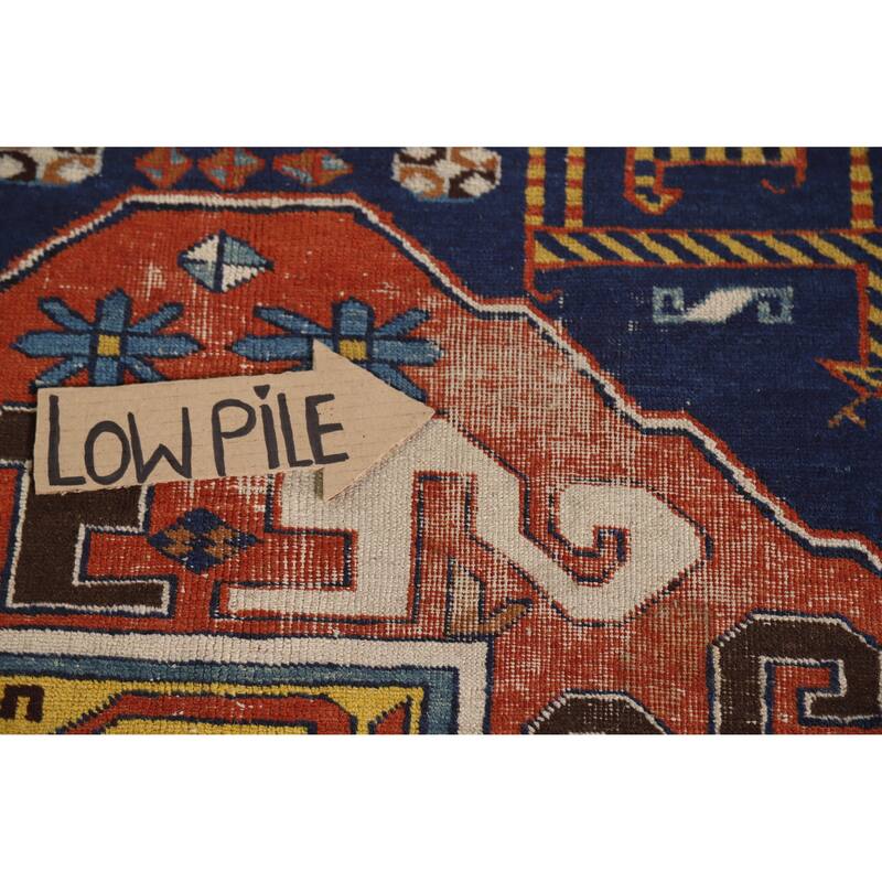Hand Knotted Oriental 100% Wool Carpet Traditional Tribal Navy Blue & Blues Kazak Area Rug - 10' 0'' X 6' 7''