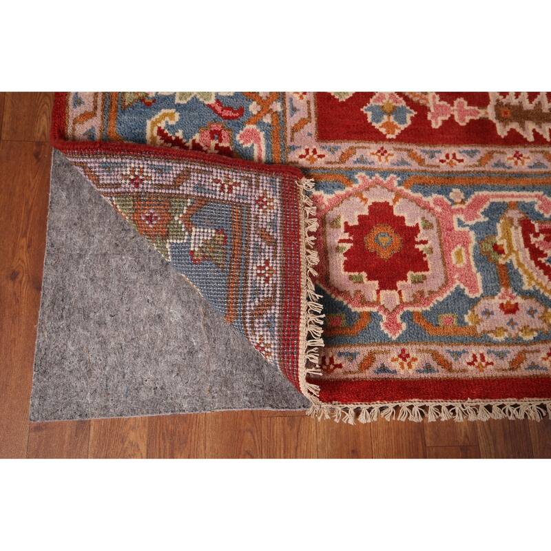 All-Over Red Oushak Indian Area Rug Handmade Wool Carpet - 8'10"x 11'8"