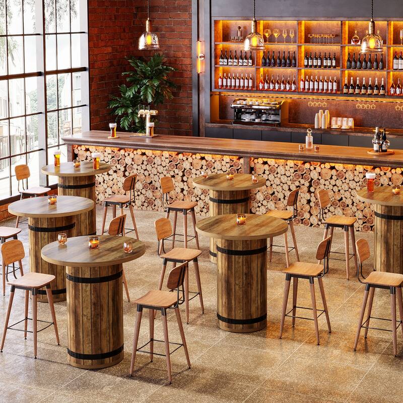 Round Bar Table, Bistro Pub Table for Kitchen (Only Table)