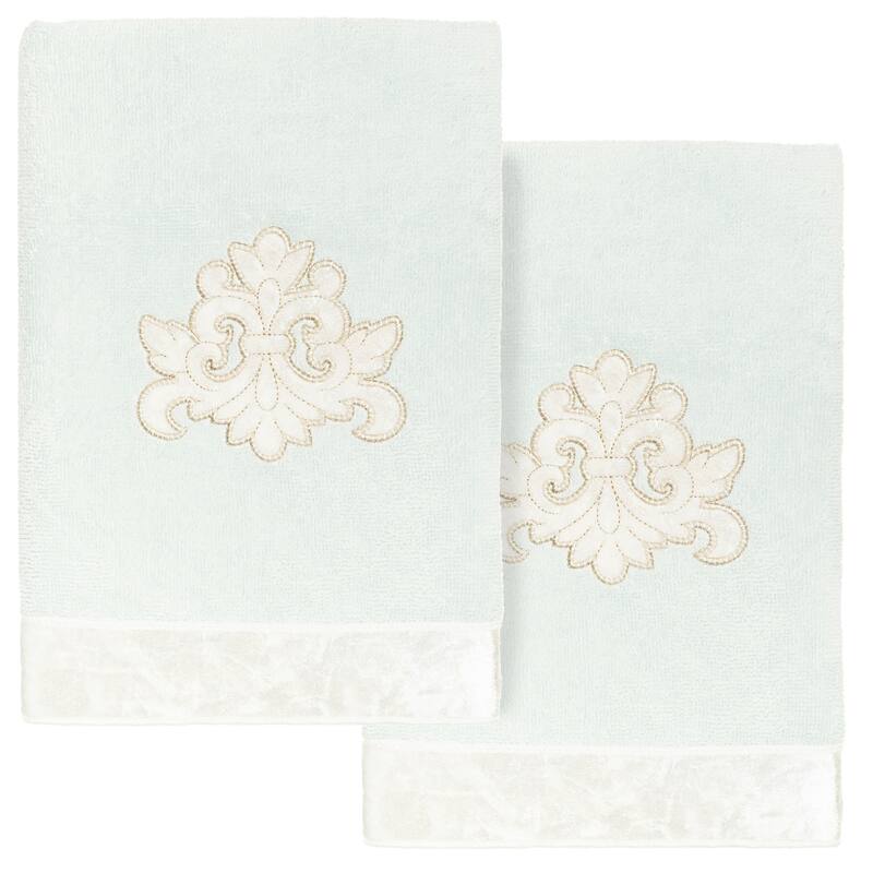 Authentic Hotel and Spa Turkish Cotton May 2 PC Hand Towel Set - Aqua