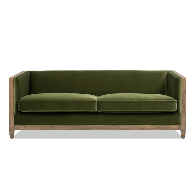 Georgia 81" Oak Wood & Rattan Sofa