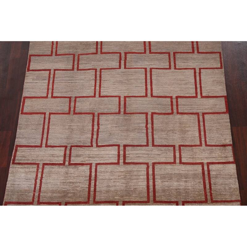 Geometric Modern Gabbeh Kashkoli Oriental Wool Area Rug Hand-knotted - 5'4" x 7'6"