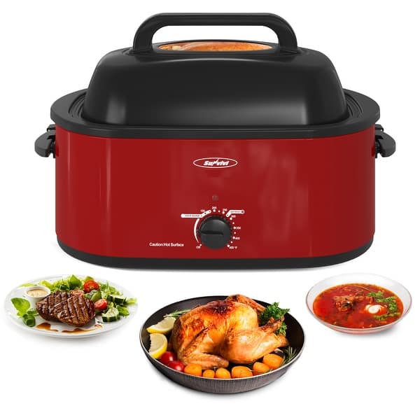 Royalcraft 18qt Electric Roaster Oven - Self-Basting Stainless Steel, Digital Controls, Defrost & Warm Setting | Turkey Roaster, Buffet Warmer & More