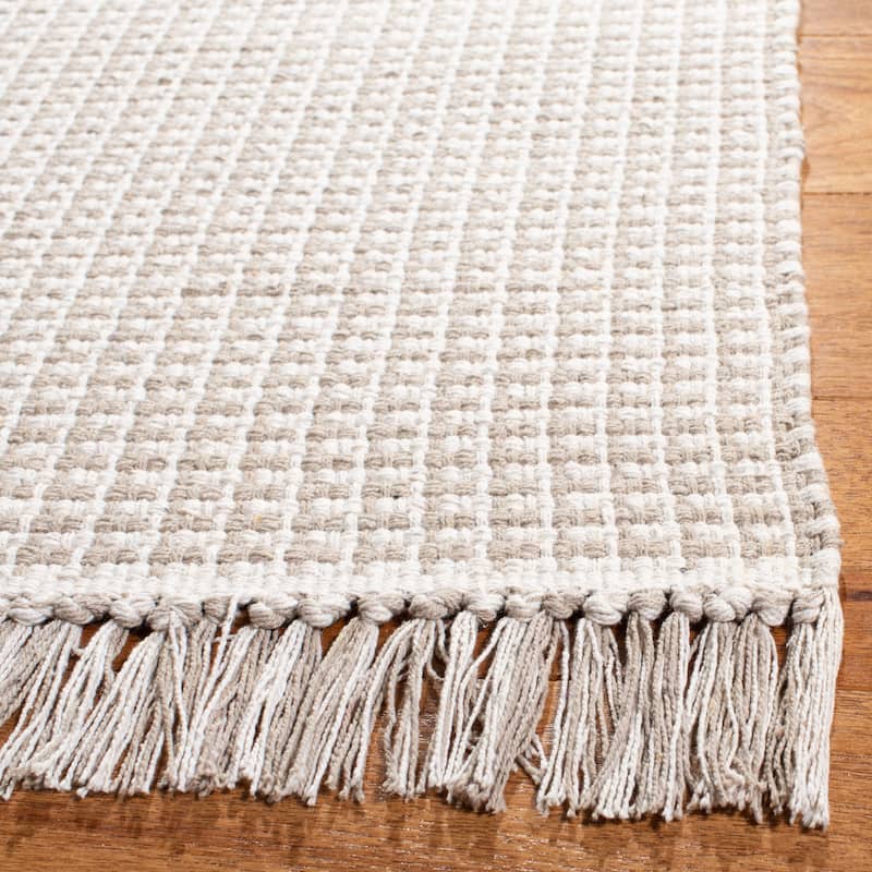 SAFAVIEH, Handmade Montauk Cliff Stripe Flatweave Cotton Fringe Rug