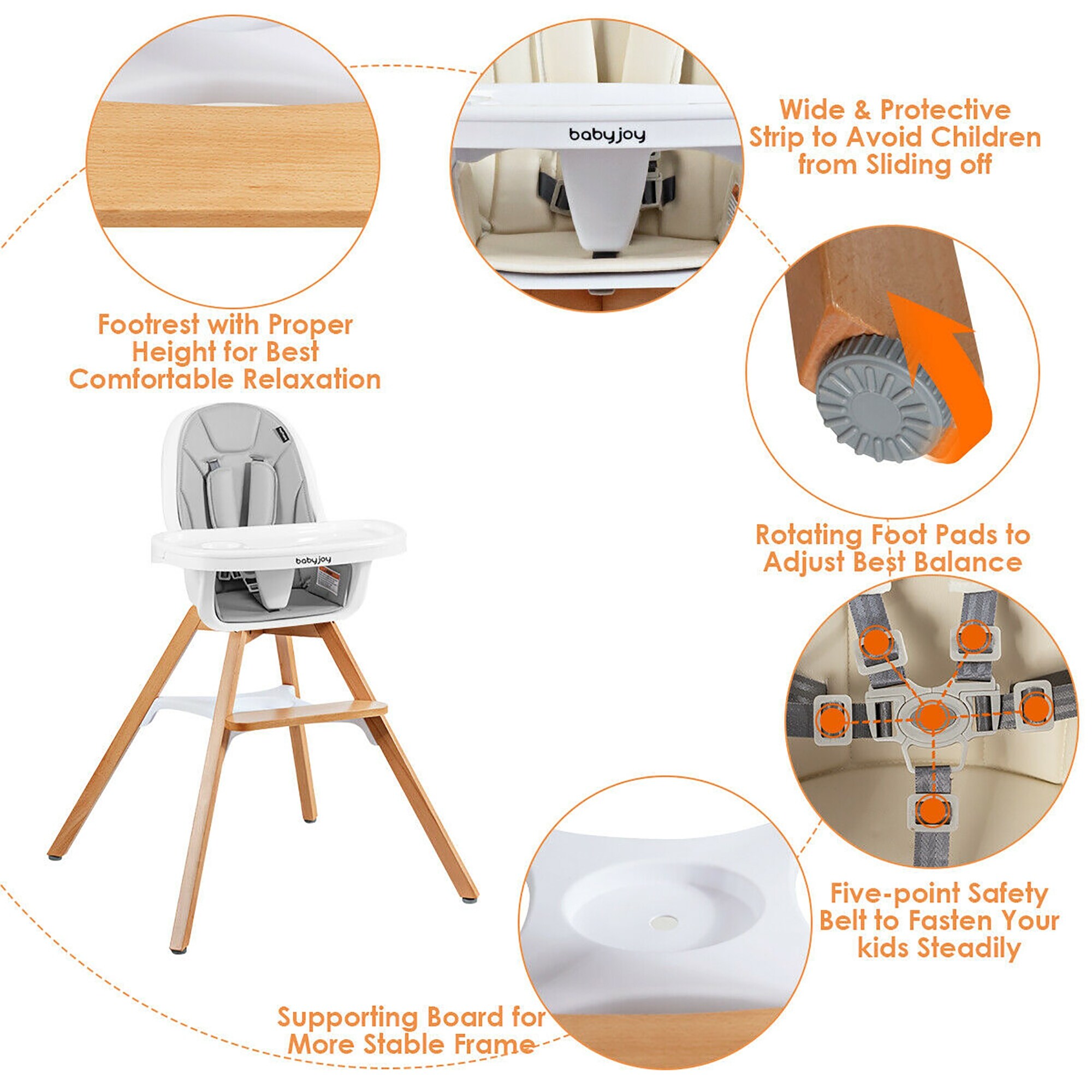 Costway 3 in 1 Convertible Wooden Baby High Chair w Tray Adjustable On Sale Bed Bath Beyond 32223696