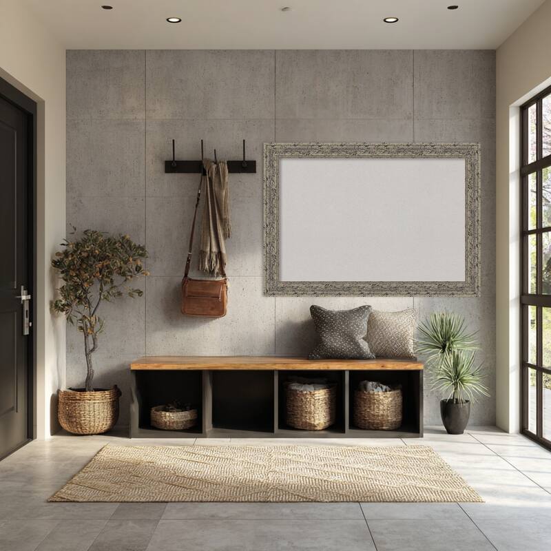 Attic Aged Silver Wood Framed Cork Board - Bulletin Board, Organization Board, Pin Board