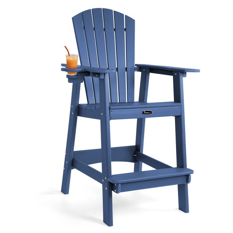 Vrakae Tall Adirondack Bar Stool Chair with Cup Holder