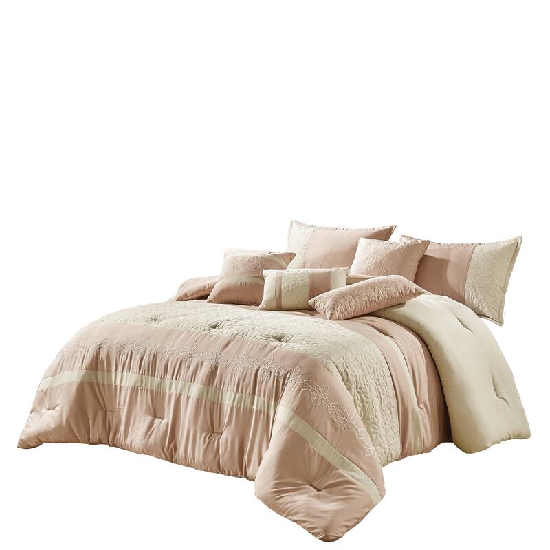 Shatex Shadha 7 Pieces Bedding Comforter Set All-season Reversible Bed in a Bag