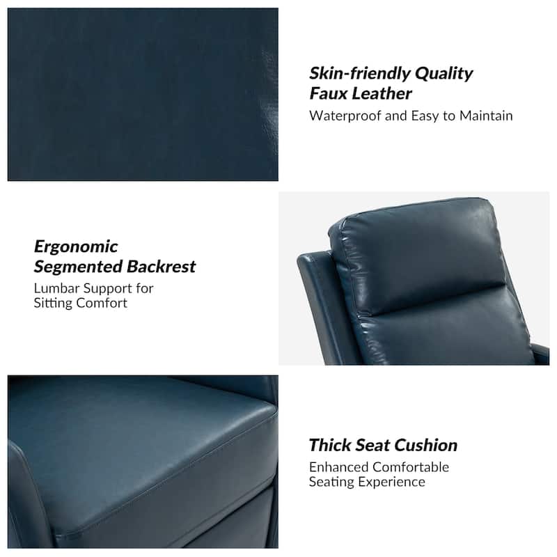 Esteban Modern Faux Leather Manual Rocking Swivel Recliner with Wingback