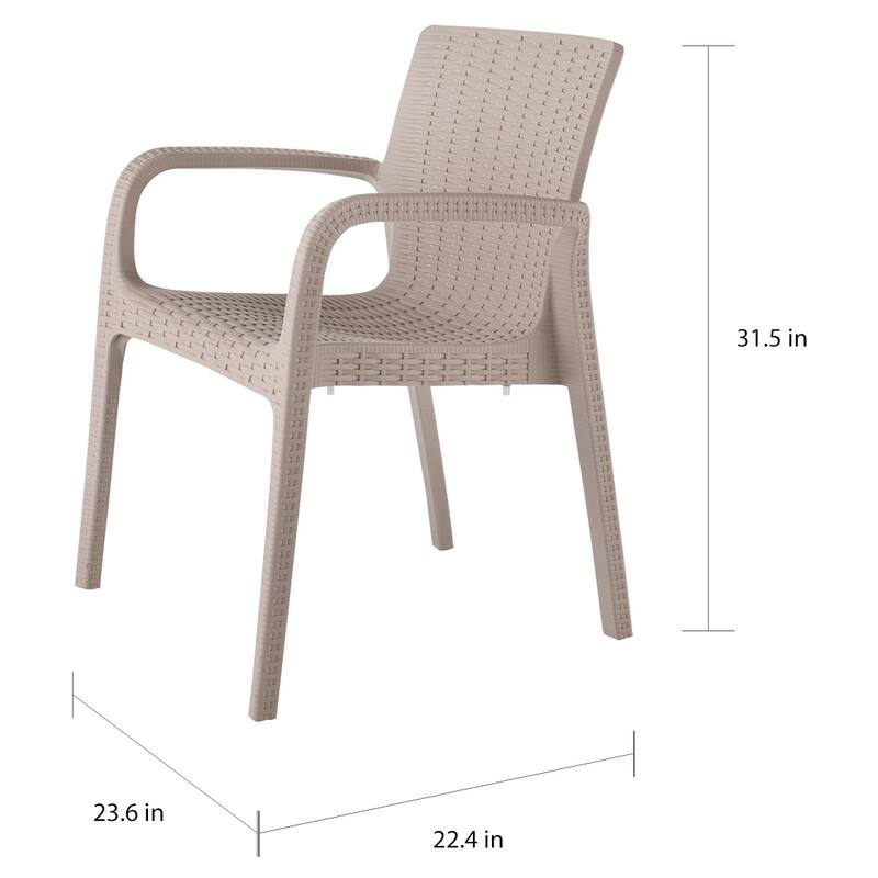 Koppla Resin Stackable All-Weather Dining Armchair, Set of 2