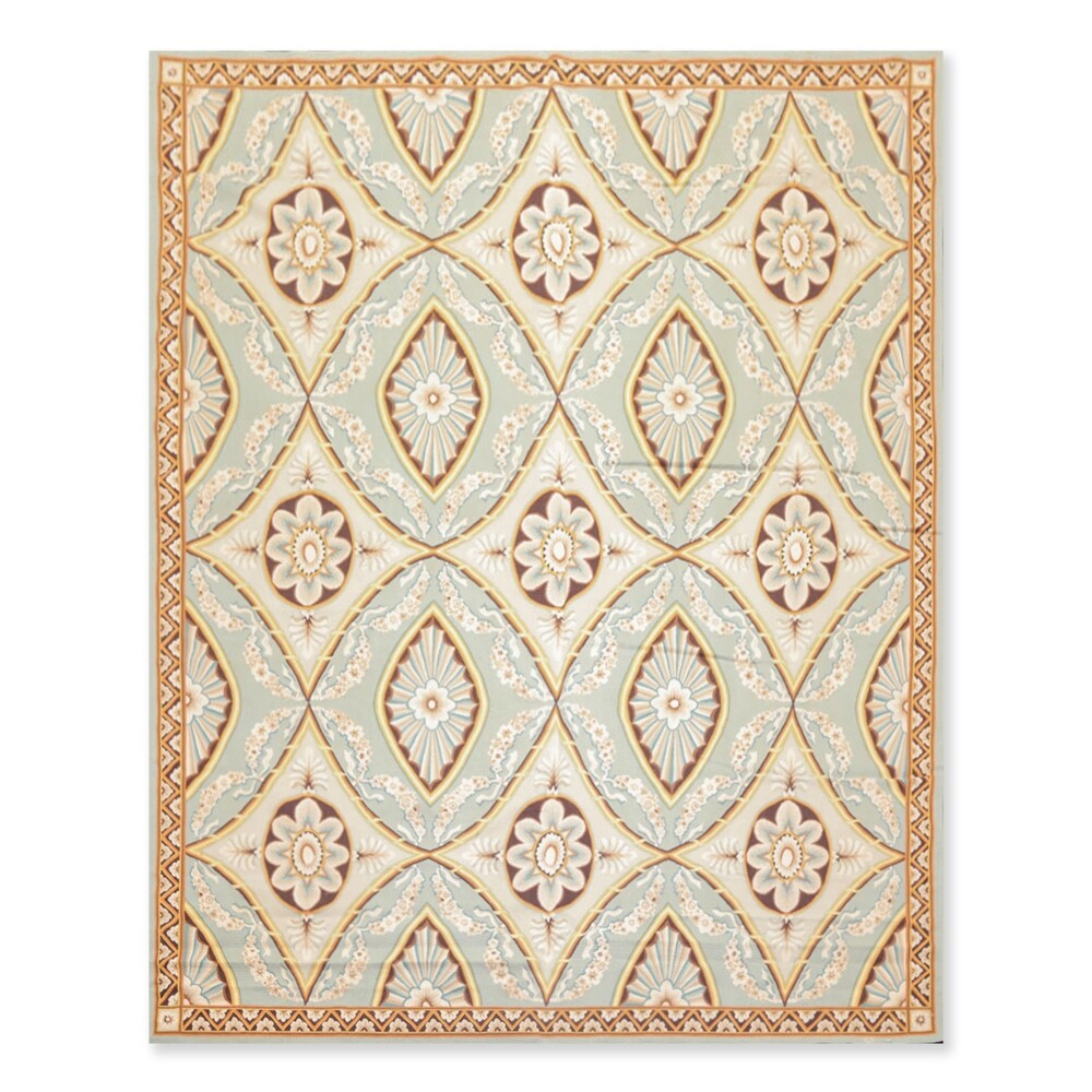 Overstock Hand Woven Designer Classic Blue Taupe Aubusson Needlepoint Flatweave Area Rug Wool Traditional Oriental Area Rug 8x10 Blue 8 X 10 2 From Overstock Com Daily Mail