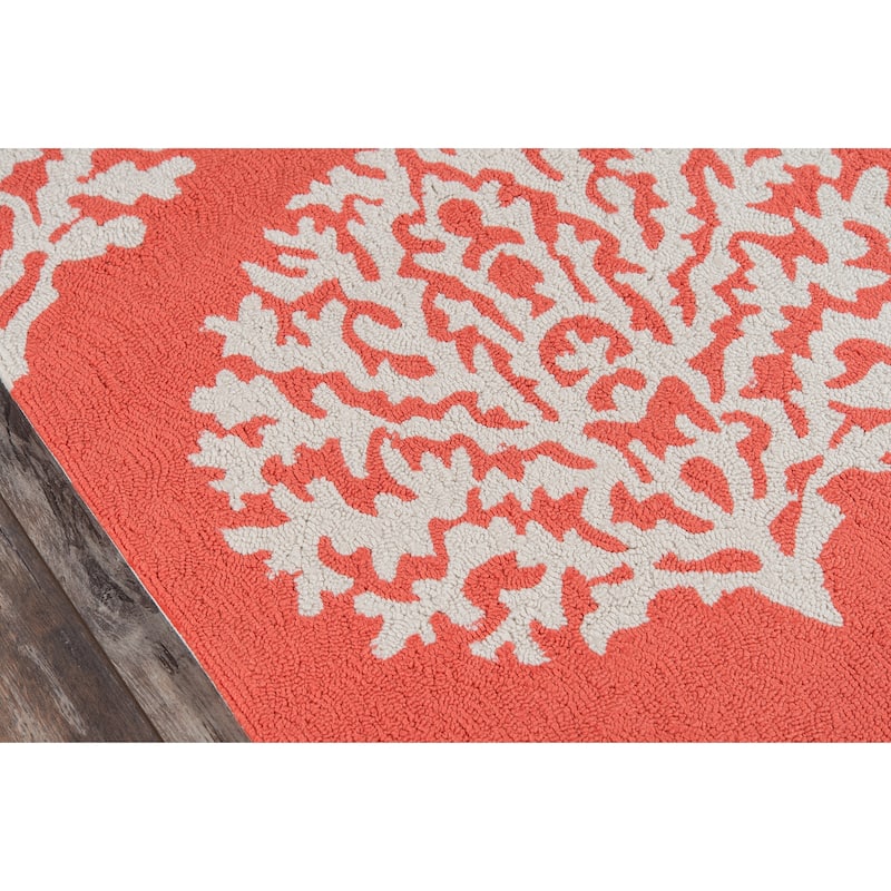 Momeni Veranda Hand Hooked Contemporary Damask Indoor Outdoor Rug