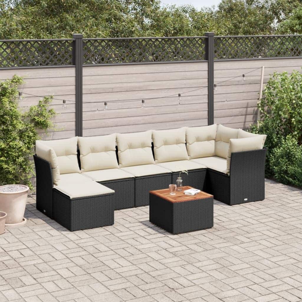 vidaXL Patio Sofa Set with Cushions Outdoor Furniture 8 Piece Poly Rattan - 21.7 x 21.7 x 14.6