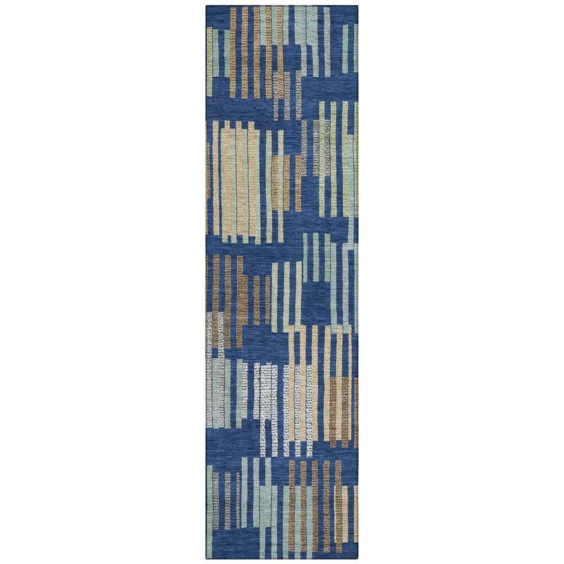 Machine Washable Indoor/ Outdoor Modern Pines Chantille Rug