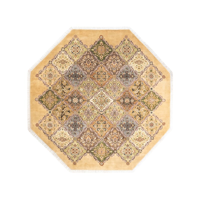 Overton Handknotted Wool Traditional Oriental Yellow Area Rug - 6' x 9' - Gold - 6' x 9'