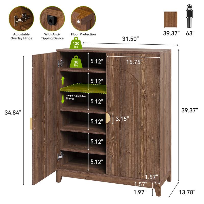24 Pair Shoe Storage Cabinet With Adjustable Shelves