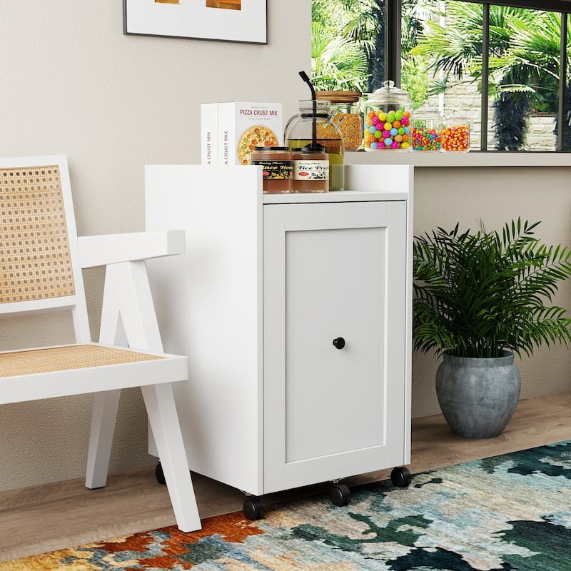 Mobile Pull-Out Pantry Organizer Rack with Wheels & Multi-Layer Snack Storage