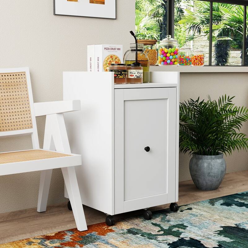 Organizer for Pantry -Sliding out Snack Cabinet, Multi-Layer Soda Can Organizer, Mobile Snack Storage Rack with Wheels