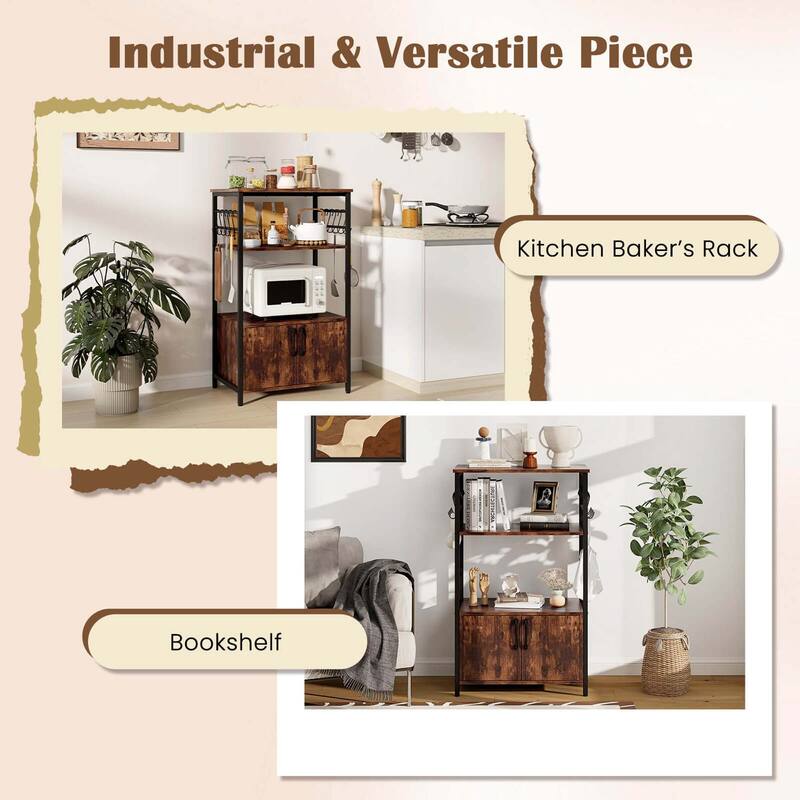 Costway 3 Tier Kitchen Baker’s Rack with Cabinet 2 Open Shelves - See Details