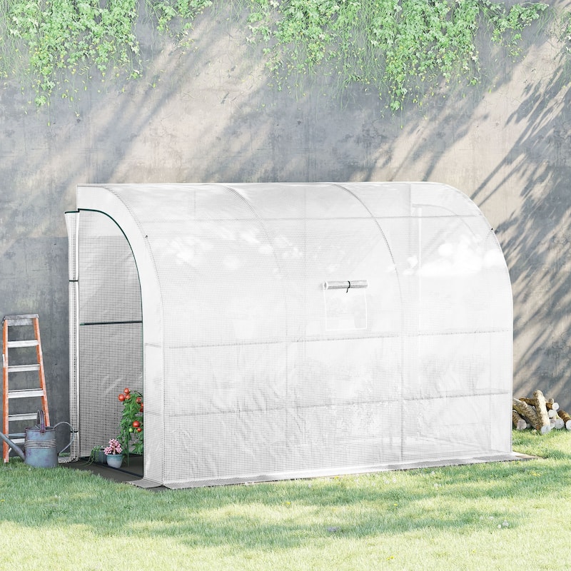 Outsunny 10' x 5' x 7' Outdoor Walk-In Greenhouse, Plant Nursery with Zippered Doors, PE Cover and 3-Tier Shelves - Grow Tent