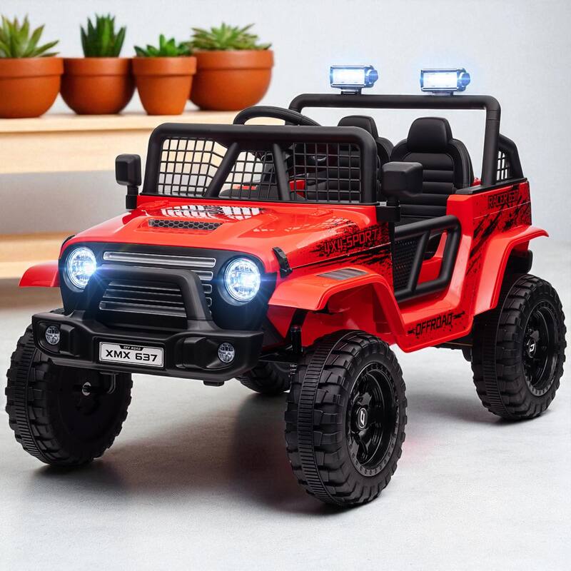 12V Kids Ride-On Truck with Parent Remote Control, 4 Suspension Wheels, LED Lights, 3 MPH Max Speed for 3-6 Years - Red