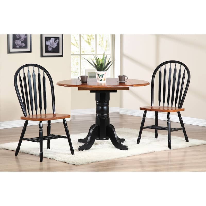 set of 2 antique black and brown andrews arrowback dining chair 38"