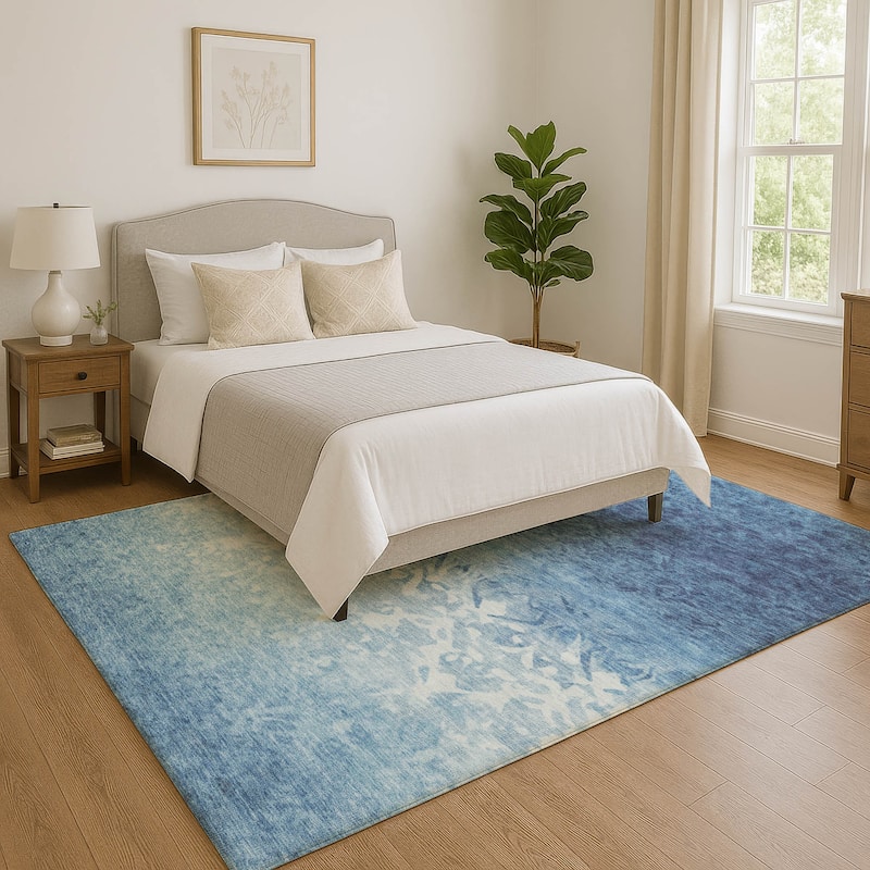 Premium Washable Super Soft Modern Ombre Mayfield Rug - Denim - 10' x 14'