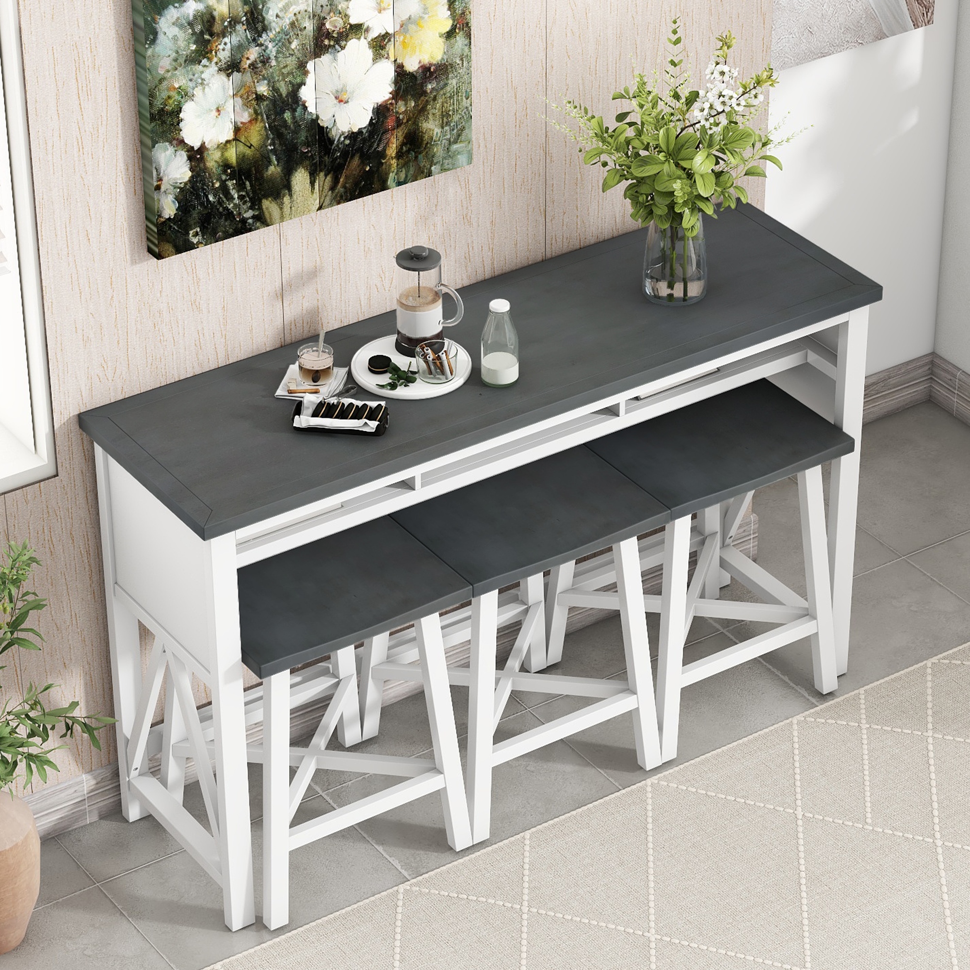 Small table and 2025 chairs with storage