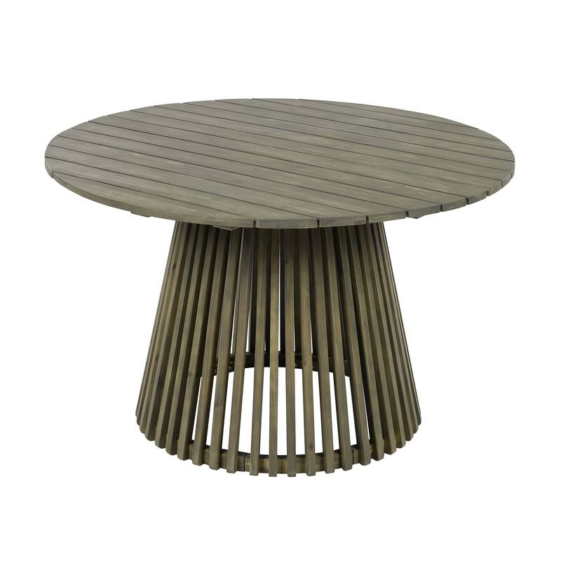 Premium 47.25" Round Acacia Patio Table • Extra-Large Outdoor Dining Surface • Weather-Resistant Grey Finish for Balcony or Lawn