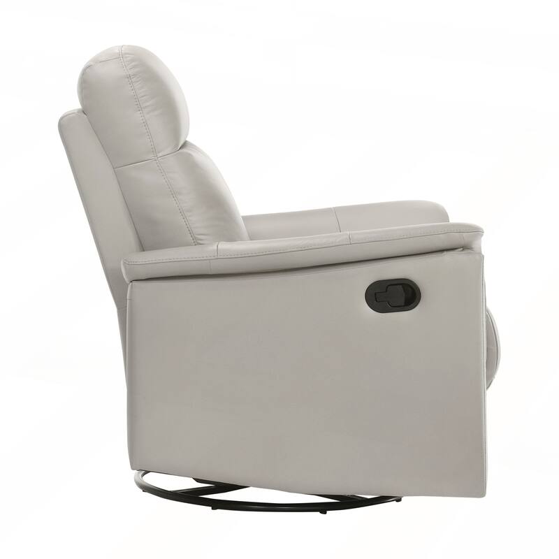 Silver Color Leather Upholstered Reclining Chair