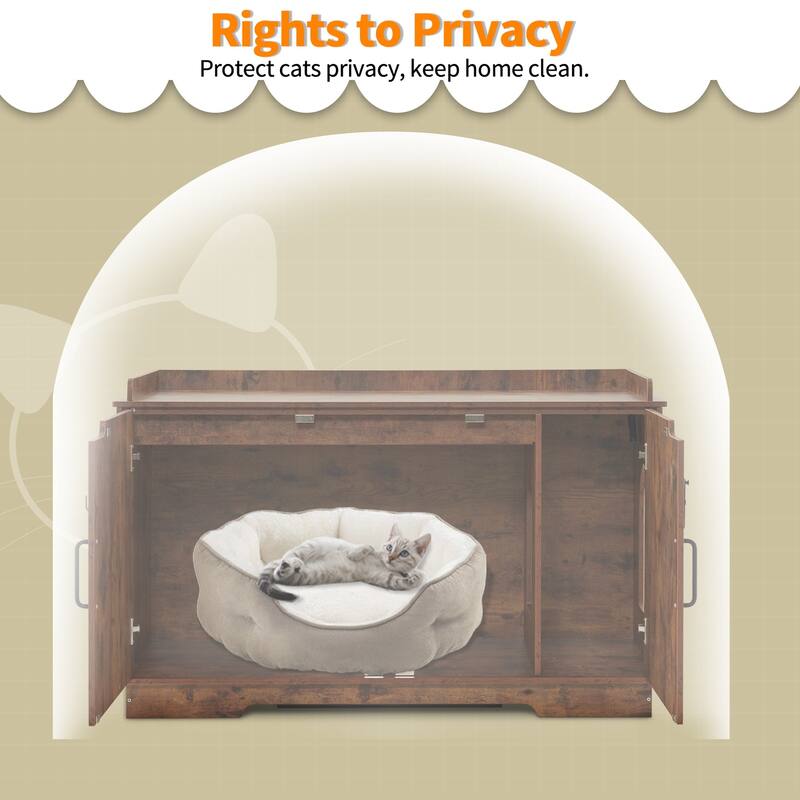 MCombo X-Large Cat Litter Box Furniture Hidden with Top Opening & Divider, Particle Board, CT37