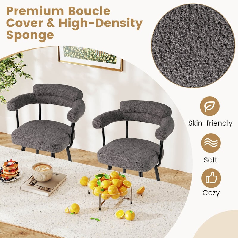 Costway 27” Swivel Bar Stool Set of 2/4 with Curved Back & Arms & - See Details