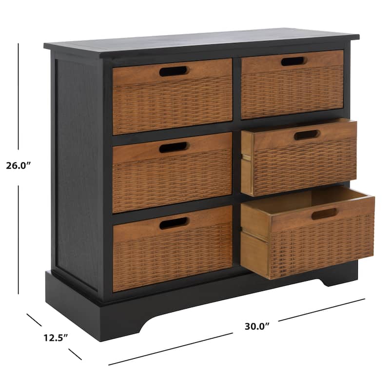SAFAVIEH Landers Farmhouse 6-Drawer Storage Chest - 30" W x 12.5" L x 26" H